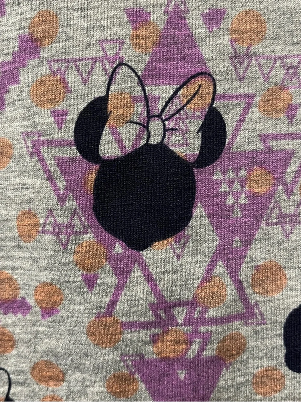 Disney Gray Short Sleeve Tee with Purple Geometric & Black Minnie Silhouettes. - Picture 3 of 6